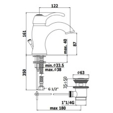 Смеситель для раковины с донным клапаном Paffoni Giorgia GI075CRC