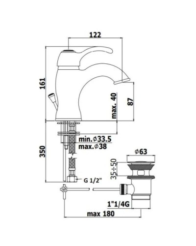 Смеситель для раковины с донным клапаном Paffoni Giorgia GI075CRC