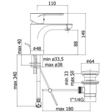 Смеситель для раковины с донным клапаном Paffoni Green GR075CR