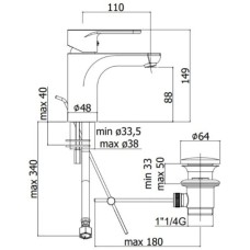 Смеситель для раковины с донным клапаном Paffoni Green GR075CR