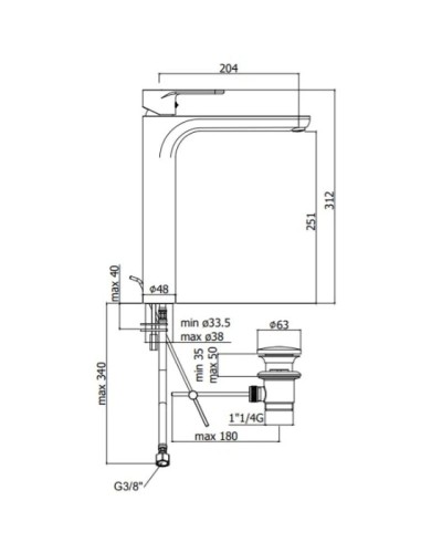 Смеситель для раковины с донным клапаном Paffoni Green GR085CR