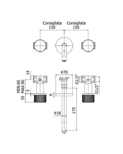Смеситель для раковины без донного клапана Paffoni Jo JO003NO
