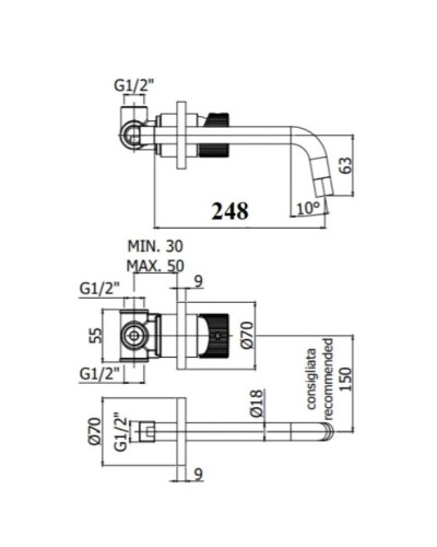 Смеситель для раковины без донного клапана Paffoni Jo JO007NO70