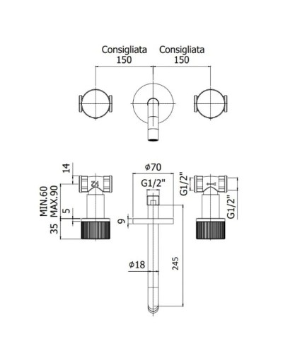 Смеситель для раковины без донного клапана Paffoni Jo JO008NO
