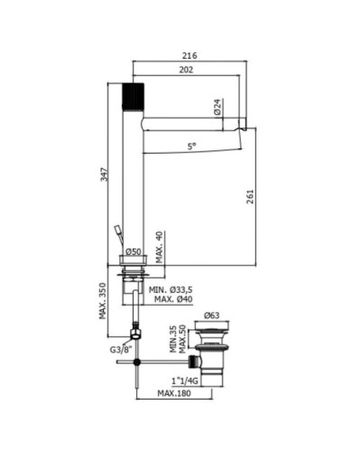 Смеситель для раковины с донным клапаном Paffoni Jo JO081KCR