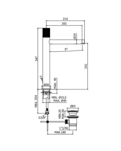 Смеситель для раковины с донным клапаном Paffoni Jo JO081KNO