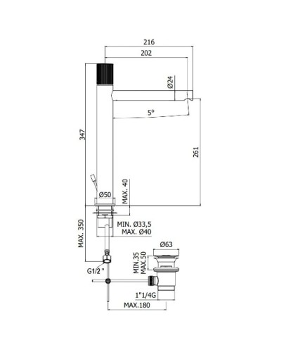 Смеситель для раковины с донным клапаном Paffoni Jo JO085NO