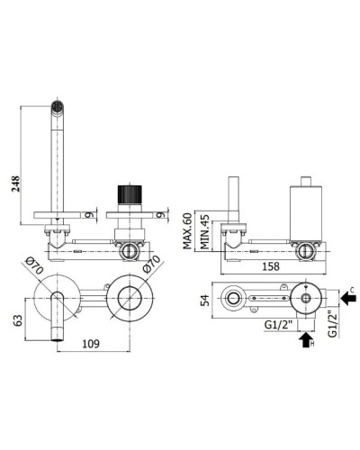 Смеситель для раковины без донного клапана Paffoni Jo JO106CR70