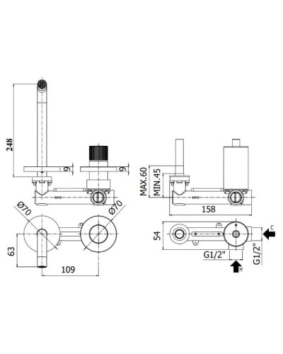 Смеситель для раковины без донного клапана Paffoni Jo JO106NO70