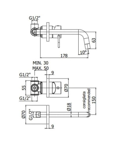 Смеситель для раковины без донного клапана Paffoni Joker JK006NO70