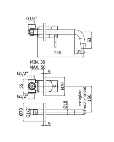 Смеситель для раковины без донного клапана Paffoni Joker JK007CR70