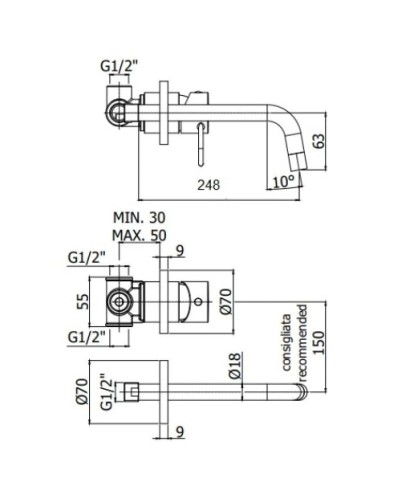 Смеситель для раковины без донного клапана Paffoni Joker JK007NO70