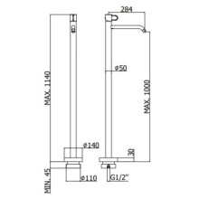 Смеситель напольный для раковины без донного клапана Paffoni Joker JK031NO
