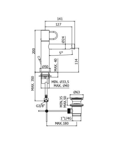 Смеситель для раковины с донным клапаном Paffoni Joker JK071KCR