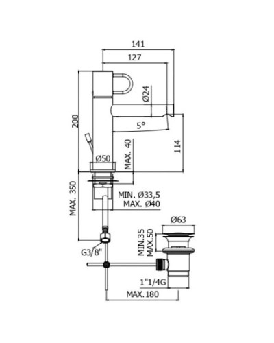 Смеситель для раковины с донным клапаном Paffoni Joker JK071KNO