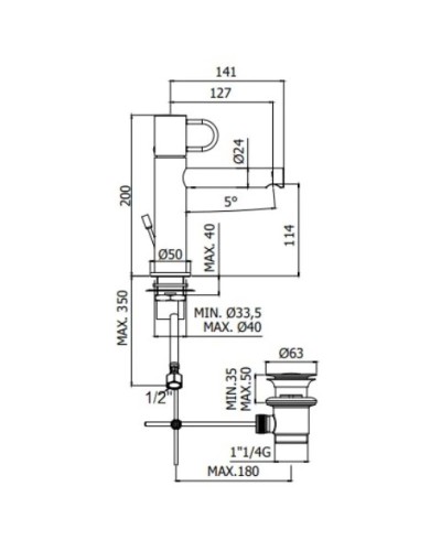 Смеситель для раковины с донным клапаном Paffoni Joker JK075CR
