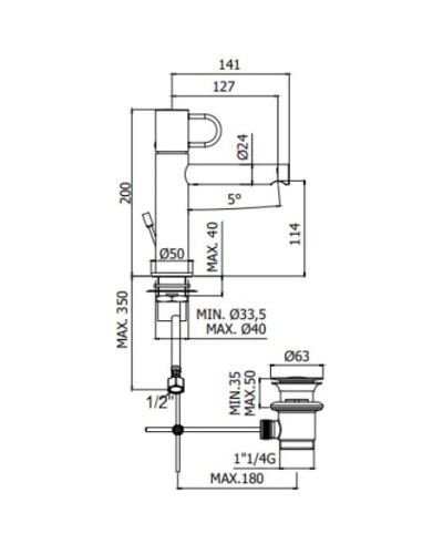 Смеситель для раковины с донным клапаном Paffoni Joker JK075NO