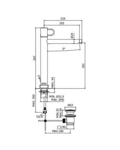 Смеситель для раковины с донным клапаном Paffoni Joker JK081KNO