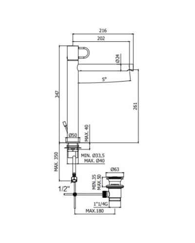 Смеситель для раковины с донным клапаном Paffoni Joker JK085CR