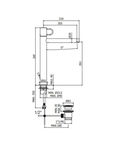 Смеситель для раковины с донным клапаном Paffoni Joker JK085NO