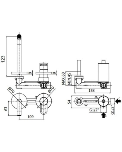 Смеситель для раковины без донного клапана Paffoni Joker JK104NO70