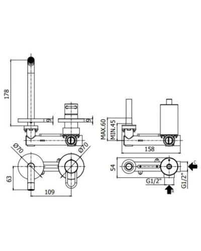 Смеситель для раковины без донного клапана Paffoni Joker JK105CR70