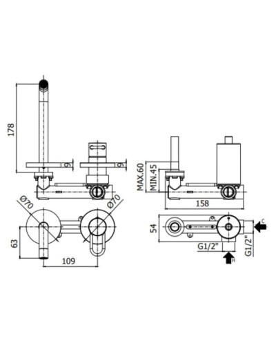 Смеситель для раковины без донного клапана Paffoni Joker JK105NO70