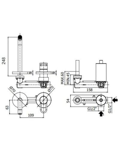 Смеситель для раковины без донного клапана Paffoni Joker JK106NO70