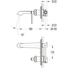 Смеситель для раковины без донного клапана Cezares LIBERTY-F-BLI-01-W0