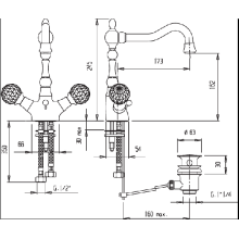 Смеситель для раковины, высокий CEZARES ATLANTIS-LS2-A-03/24-Sw/M