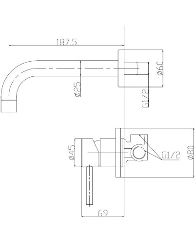Смеситель для раковины без донного клапана BelBagno Etna ETN-BLVM-2-IN