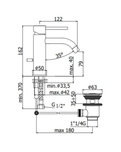 Смеситель для раковины с донным клапаном Paffoni Light LIG075