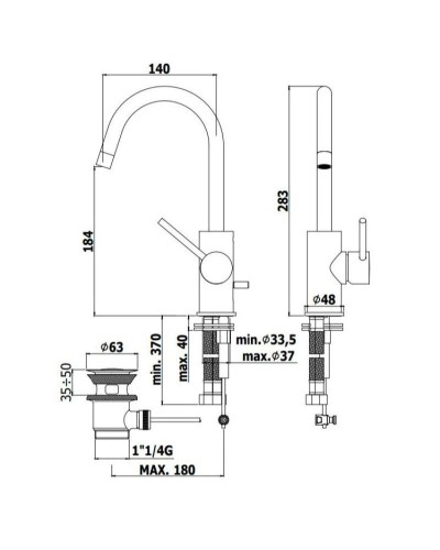 Смеситель для раковины без донного клапана Paffoni Light LIG078HG