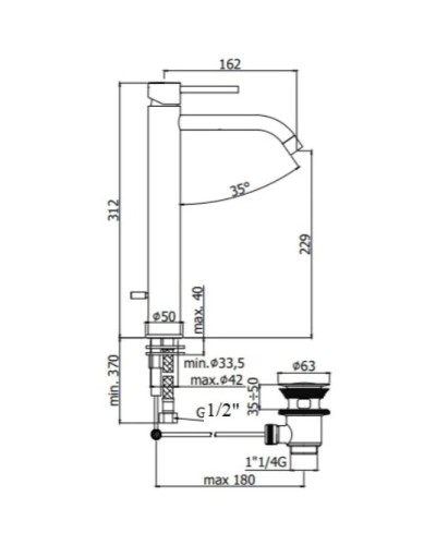 Смеситель для раковины с донным клапаном Paffoni Light LIG085ST
