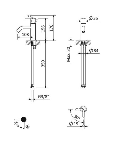 Смеситель для раковины с донным клапаном Cezares LEAF-LSM2-BIO