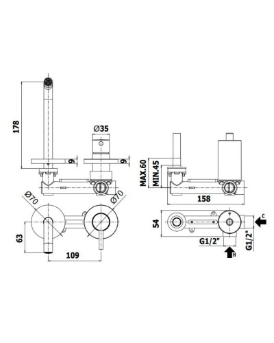 Смеситель для раковины без донного клапана Paffoni Light LIG105HGSP