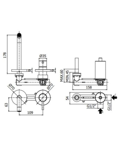 Смеситель для раковины без донного клапана Paffoni Light LIG105CR70