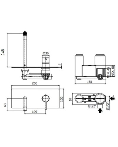 Смеситель для раковины без донного клапана Paffoni Light LIG106NO