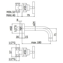 Смеситель для раковины без донного клапана Paffoni Quattro QTV003CR
