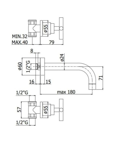 Смеситель для раковины без донного клапана Paffoni Quattro QTV003CR