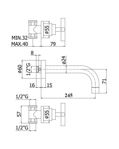 Смеситель для раковины без донного клапана Paffoni Quattro QTV008CR