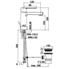 Смеситель для раковины с донным клапаном Paffoni Ringo RIN075NO
