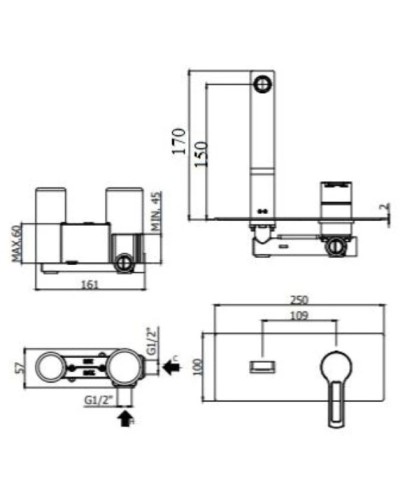 Смеситель для раковины без донного клапана Paffoni Ringo RIN104NO