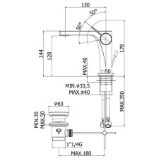 Смеситель для раковины с донным клапаном Paffoni Rock RO075CR