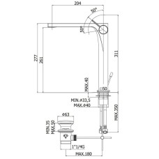 Смеситель для раковины с донным клапаном Paffoni Rock RO085CR