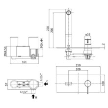 Смеситель для раковины без донного клапана Paffoni Rock RO105CR