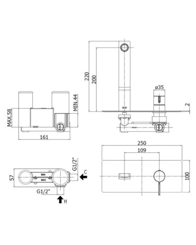 Смеситель для раковины без донного клапана Paffoni Rock RO105CR