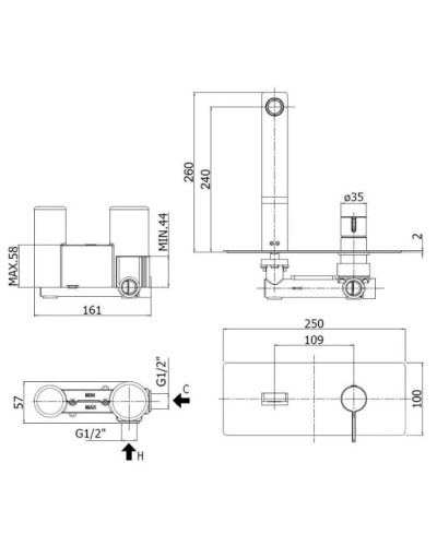 Смеситель для раковины без донного клапана Paffoni Rock RO106CR