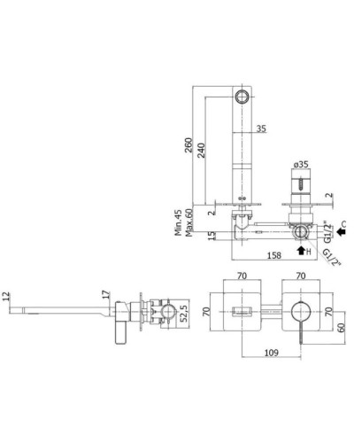 Смеситель для раковины без донного клапана Paffoni Rock RO106CR70