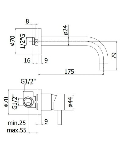 Смеситель для раковины без донного клапана Paffoni Stick SK006CR70